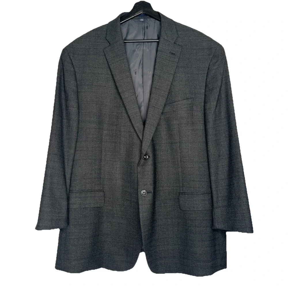 Jos A Bank 1905 Comfort Wool Blend Glen Plaid Blazer Sport Coat Mens 50R